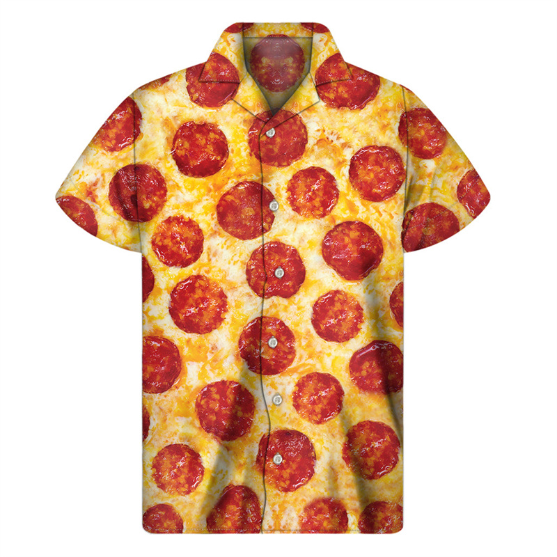 3D Printing Food - Cartoon Pizza 3D Print Hawaiian Shirts