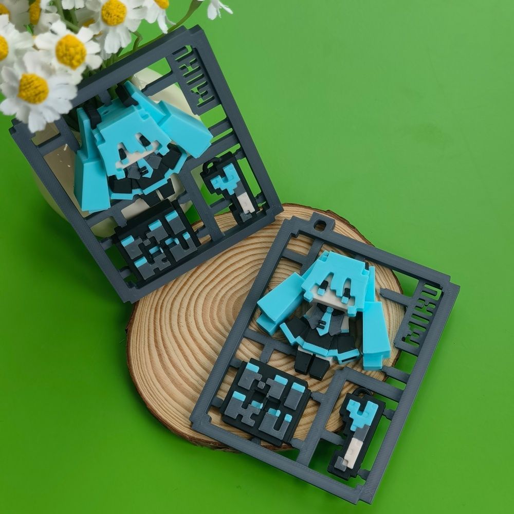 3D Printed Cute Pixel Hatsune  - đánh giá và giá 3D Printing Keychain