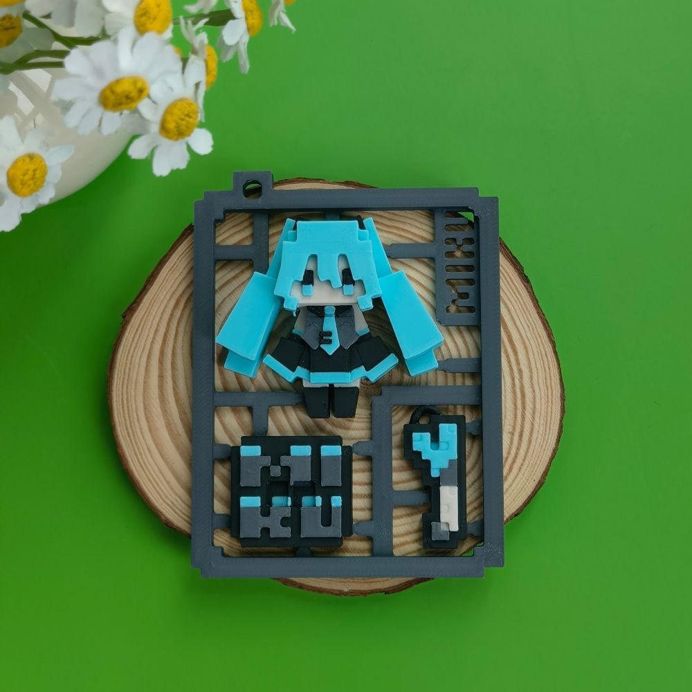 3D Printed Cute Pixel Hatsune  - đánh giá và giá 3D Printing Keychain