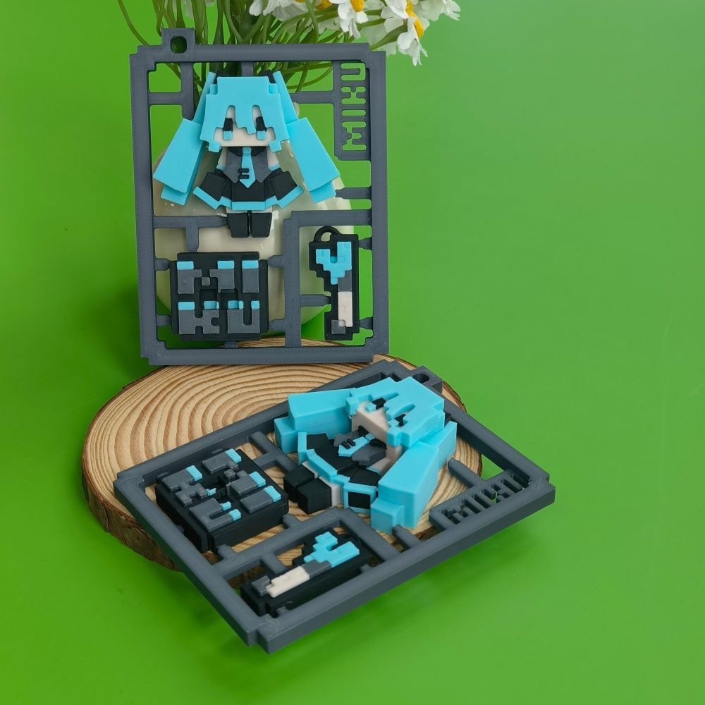 3D Printed Cute Pixel Hatsune  - đánh giá và giá 3D Printing Keychain